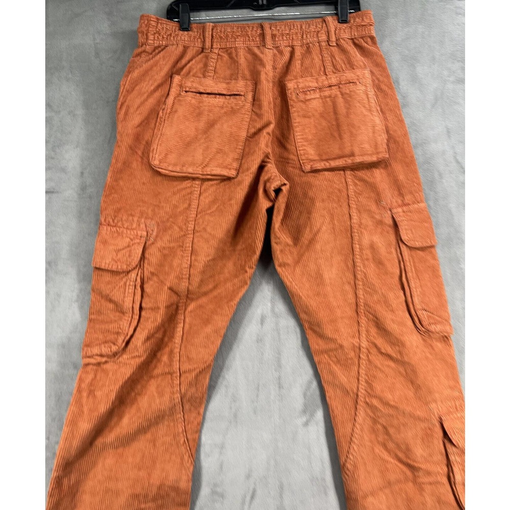 Free People Tahiti Cord Cargo Pants Pull On Drawstring Waist Size Small Orange - Picture 6 of 9